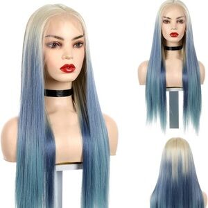 Ombre Blonde Blue Lace Wig
